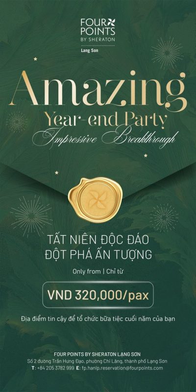 Mẫu thiệp mời sự kiện “Amazing Year and Party” của Four points by Sheraton do Sự kiện Hưng Thịnh thiết kế và in ấn