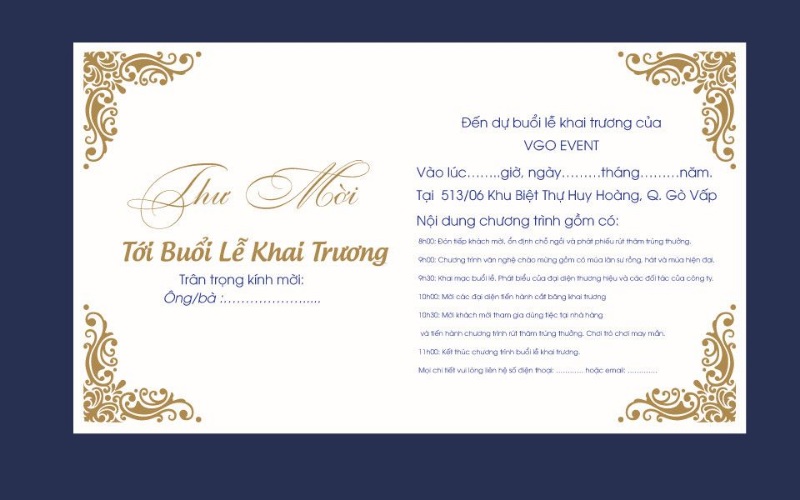 mẫu thư mời dự tiệc liên hoan
