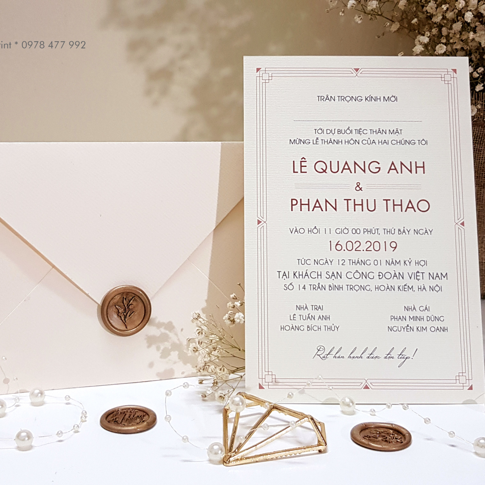 Mẫu thiệp mời sự kiện đám cưới do Sự kiện Hưng Thịnh thiết kế và in ấn